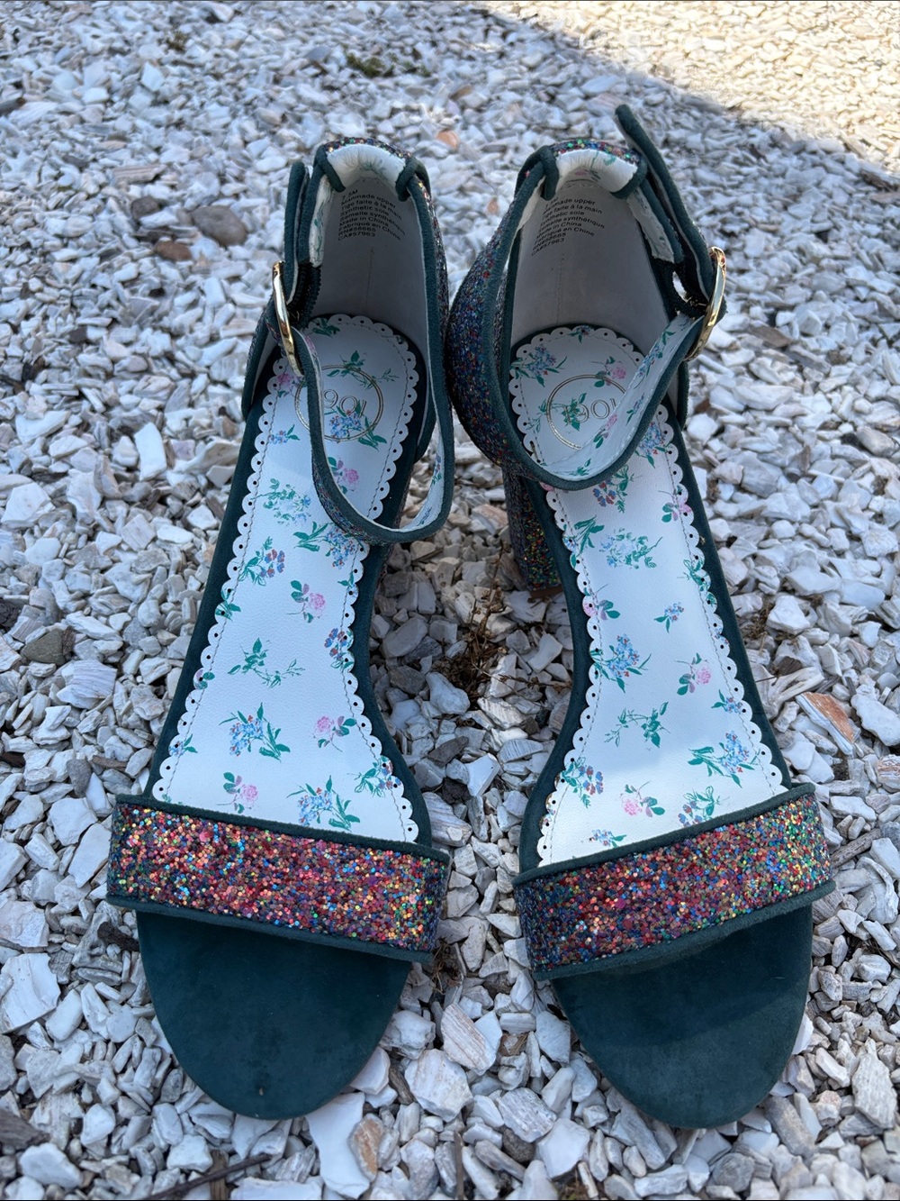EUC! 1901 Glitter Block Heel Sandals